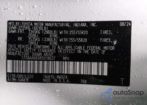 2024 Lexus Tx 350 Luxury z USA, uszkodzony, nr VIN 5TDAAAB6XRS018637